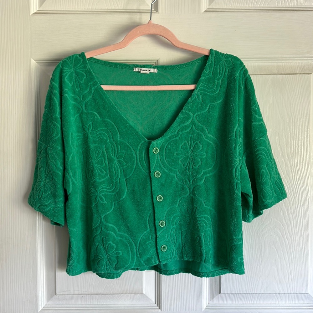 O’NEILL TERRY CLOTH GREEN COMFY SET!💚💛💚 2 piece!!! Top and bottom 💚💛